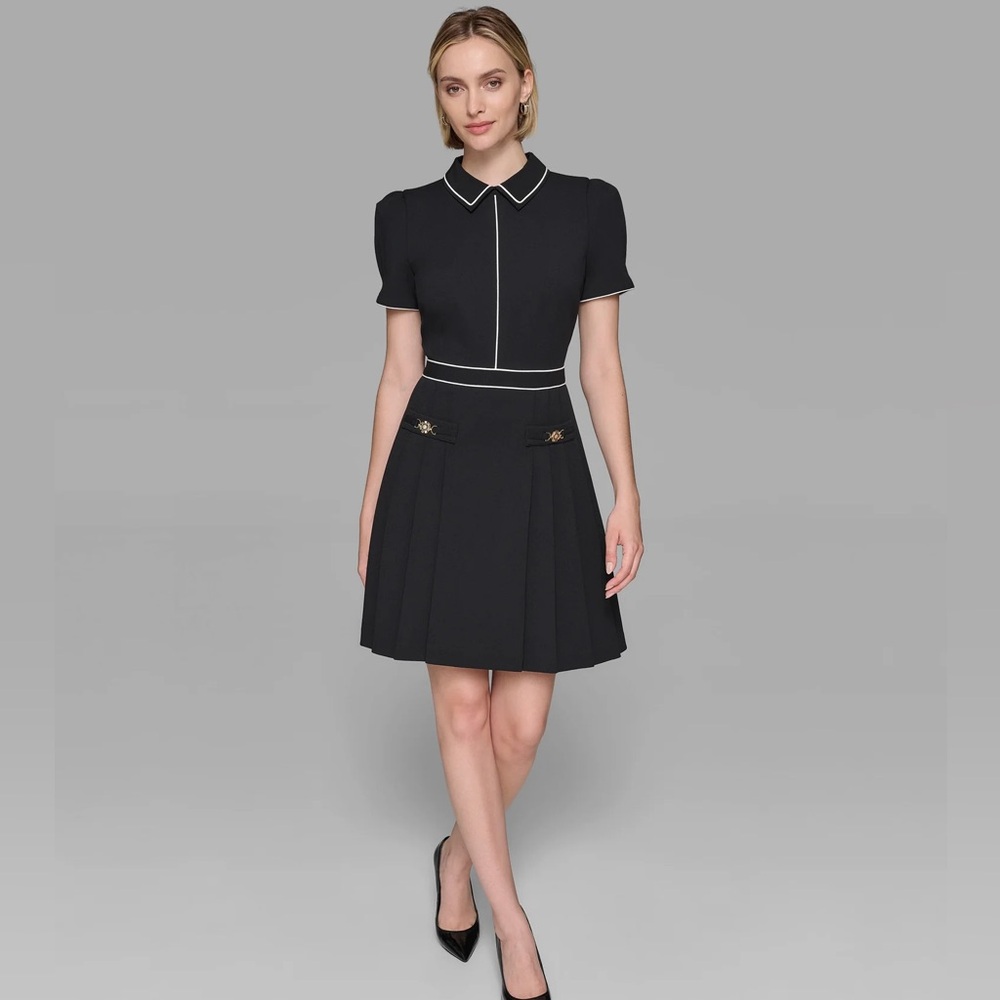 Karl Lagerfeld SHORT SLEEVE COLLAR A
LINE DRESS